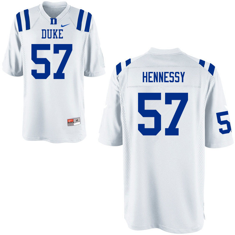 Men #57 Thomas Hennessy Duke Blue Devils College Football Jerseys Sale-White